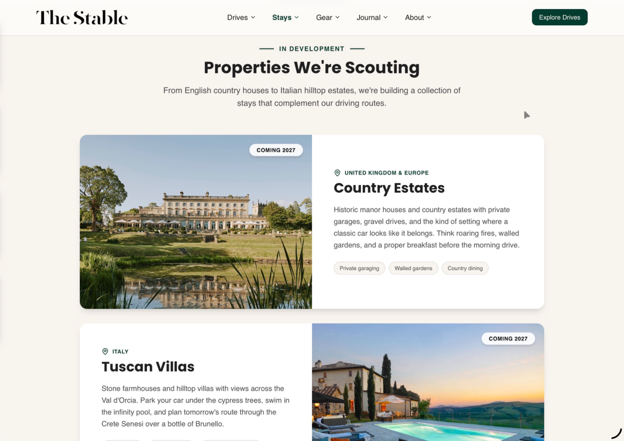 Properties We're Scouting - car-forward accommodations coming to The Stable